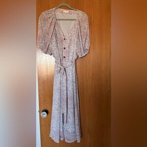 LC Lauren Conrad Light Blue & Pink Floral Long Sleeve Dress